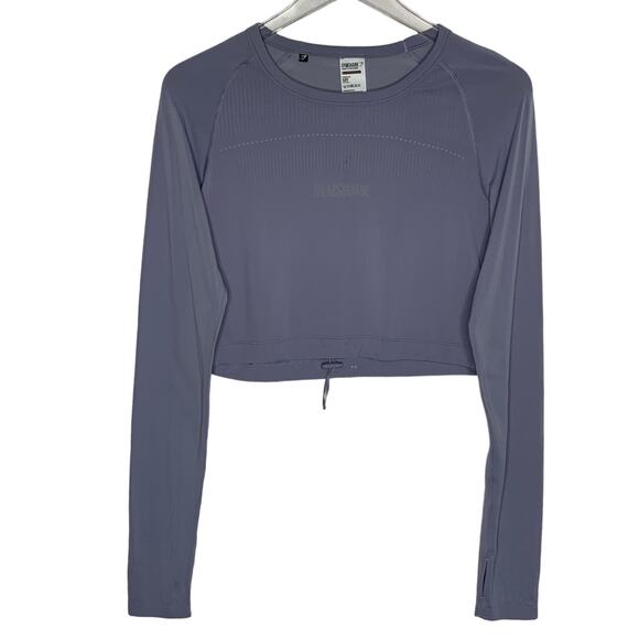 Gymshark S Womens Long Sleeve Crop Top Drawstring Waist Dusty Purple - Picture 1 of 8